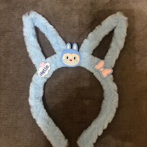LabubuBlue Furry Bunny Ear Headband